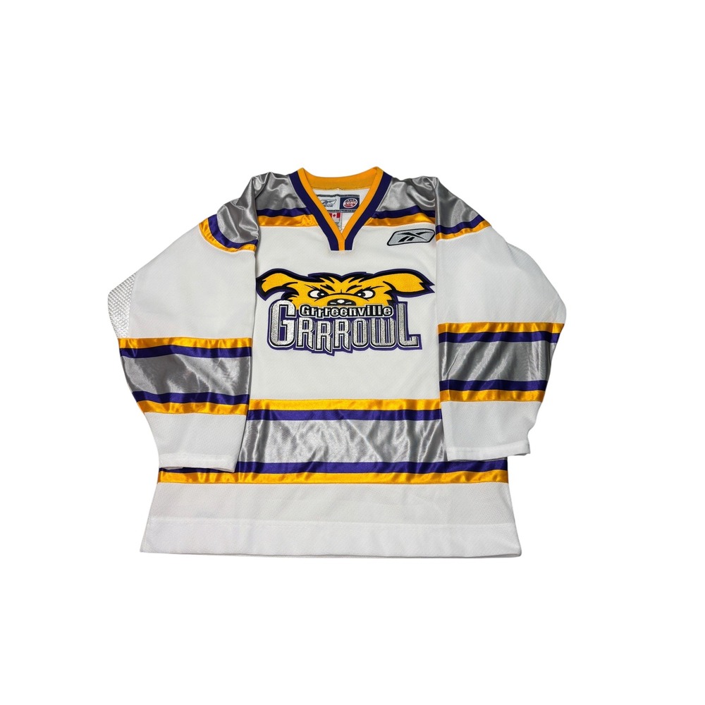 VTG Greenville Grrrowl ECHL Hockey Jersey Reebok CCM  Purple Gold Canada Mens M